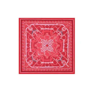 Rotes Seidentuch mit elegantem Reiter-Schlüssel-Muster, luxuriöses Twill-Quadrat-Kopftuch.