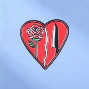 Gothic Dark Romantic Rose And Dagger Heart Brooch Alloy Painted Badge Niche Personality Clothing Bag Accessory For Women Men