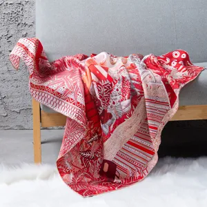 Orange silk square scarf with vintage luxury print, elegant twill mulberry silk accessory.