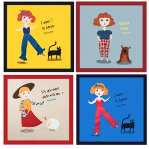 Modieuze cartoon print vierkante sjaal, stijlvol retro vrouw illustratie ontwerp.