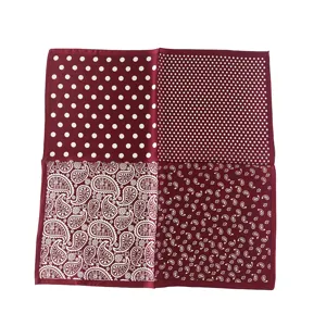 Bordeauxrotes Seidentuch mit klassischem Polka-Dot- und Paisley-Muster für elegante Herren.