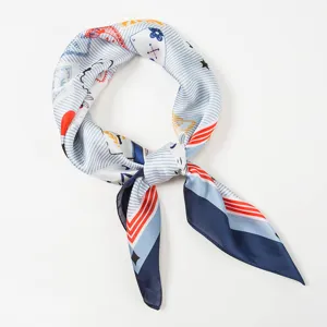 Women silk scarf poker print fashion neckerchief square satin headscarf elegant accessory