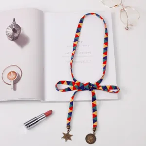 Pañuelo de cinta con patron geometrico colorido diadema corbata elegante para mujeres