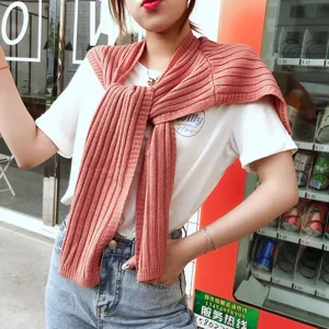 Knitted shawl for women autumn stylish fake two-piece sweater scarf daily wear comfortable