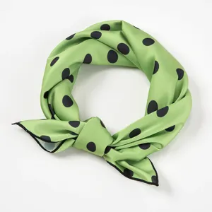 Dames avocadogroen vierkant sjaaltje stippen mode elegante hals accessoire zijde chic