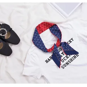 Chic foulard twilly in seta sintetica per manico borsa, nastro stampato geometrico.