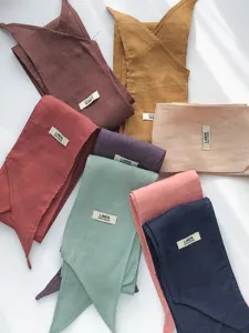 Mooie effen lange linnen sjaal vintage eenvoudig lint hoofddoek voor vrouwen mode