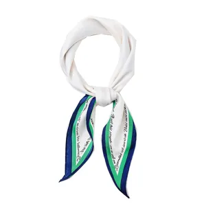Mujer bufanda de seda estrecha elegante rayas azul verde pañuelo de cuello cinta de pelo