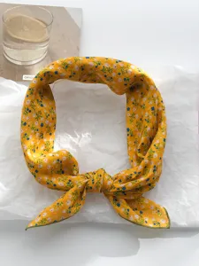 Ländlicher Blumen Baumwolle Leinen quadratischer Schal Damen kleine Halstuch Kopfbedeckung