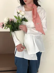Klassieke effen linnen lange sjaal minimalistische lint halsdoek voor dames lentekleding