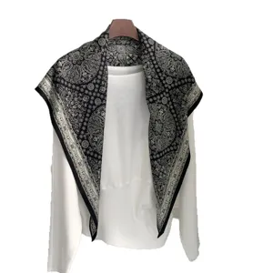 Vintage schwarz weiß Paisley Muster großes quadratisches Tuch Mehrzweck Halstuch Schal Damen