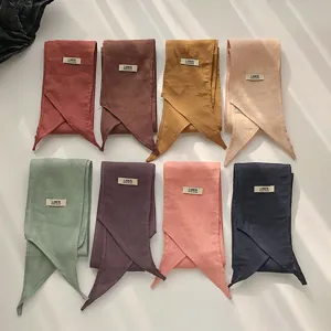 Vintage linnen lange sjaal lint haarband effen kleur elegante minimalistische halsdoek vrouwen