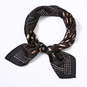 Eleganter schwarzer Seiden-Quadratschal mit Leopardenmuster für Damen, schickes Halstuch.