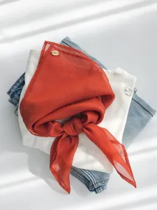 Korean solid color chiffon scarf breathable lightweight neckerchief for women stylish accessory