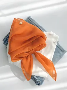 Korean lazy style solid color chiffon scarf women breathable decorative hair wrap