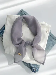 Soft sheer solid color chiffon scarf, breathable elegant neckerchief for stylish daily wear.
