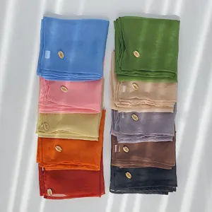 Korean style solid color chiffon scarf women breathable lightweight square neck head wrap 70cm