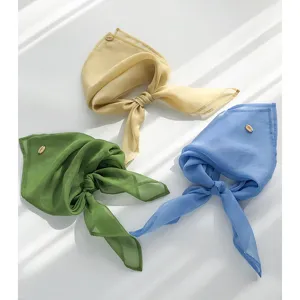 Korean lazy solid color chiffon scarf breathable lightweight headscarf neckerchief 70cm