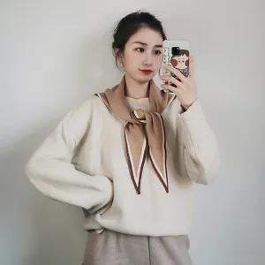Mujer otoño invierno jersey de punto bufanda conjunto moda casual elegante ropa nueva