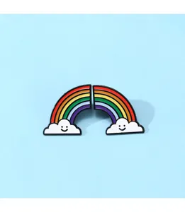 Cute smiling cloud rainbow split enamel pin set, creative alloy badge for clothes.