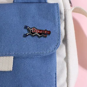 Dopamine chemical structure metal enamel pin science geek brooch badge apparel accessory