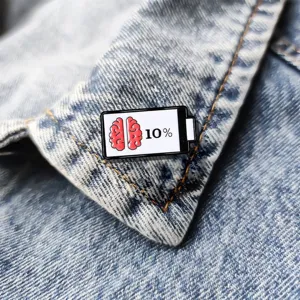 Funny science brain battery enamel pin dopamine math chemistry metal brooch badge accessory