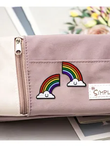Cute smiling cloud rainbow enamel pins set, sweet style alloy backpack clothing badge.