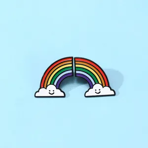 Cute smiling cloud rainbow split enamel pin set alloy badge for backpack clothes accessories