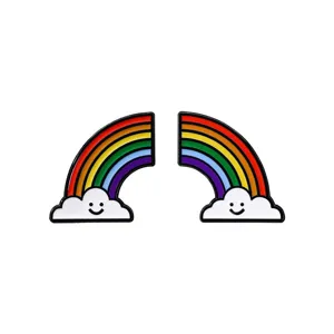 Cute rainbow cloud enamel pin set alloy cartoon badge aesthetic backpack clothes accessories