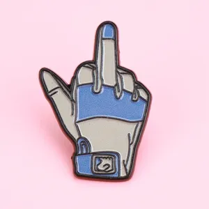 Cartoon Mittelfinger Handschuh Emaillierte Anstecknadel Brosche Abzeichen fur Kleidung.