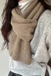 Gemütlicher einfarbiger Strickschal für Damen im Winter, warmer Wollmischung Halswärmer.