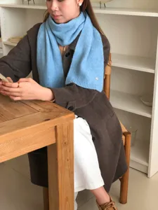 Gemütlicher einfarbiger Kaninchenhaar-Mischstrickschal für Damen, weicher warmer Winterschal