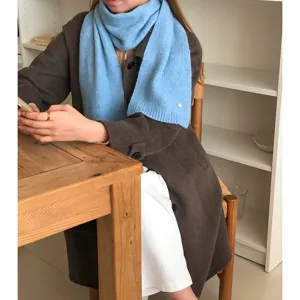 Weicher einfarbiger Damen Winter Strickschal, kuscheliger Kaninchenfell-Mix warmer Halsschal.