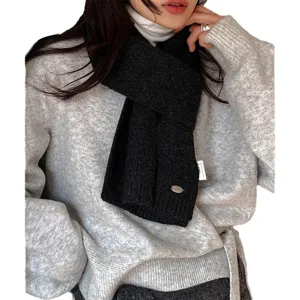 Einfarbiger weicher Kaninchenfleece Mischgewebe Schal Damen Winter warmer Strickschal Zubehör