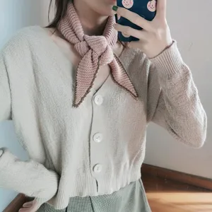 Mujer bufanda triangular de punto otoño invierno color sólido pañuelo pequeño accesorio cálido