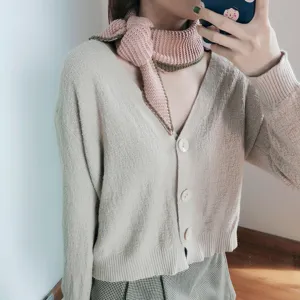 Bufanda triangular de punto para mujer otono invierno moda rosa panuelo con borde verde