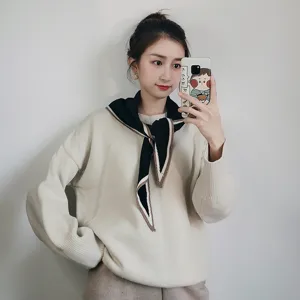 Conjunto de bufanda y suéter de punto para mujer, moda de invierno cálida ropa diaria.