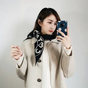 Winter black and white knit scarf women elegant fashion shawl warm neck wrap casual accessory