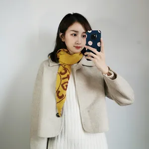 Stylish autumn winter knitted small shawl scarf with retro pattern for women daily wear