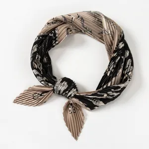 Plissiertes Tuch eleganter Halsschal schwarz champagner Vintage Kutsche Print Mode Accessoire