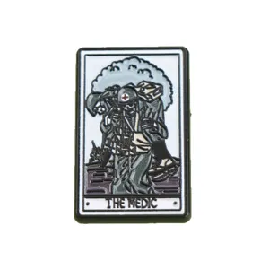 Creative Tarot card style skeleton medic tactical PVC brooch badge for clothing apparel and backpack