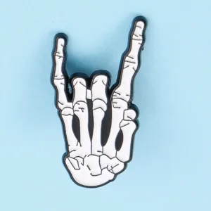 Skelett Hand Rock Geste Emaille Pin Metall Abzeichen Jacke Revers Accessoires