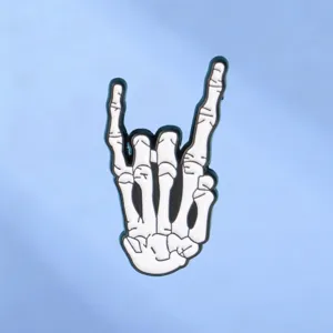 Punk Rock Metal Gesture Skeleton Hand Brooch Alloy Enamel Badge Pin For Jacket Backpack Clothing Accessories Jewelry