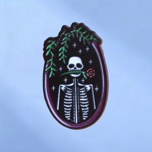 Vintage Dunkel Gothic Legierung Totenkopf Rose Brosche Lackiert Emaille Oval Rahmen Anstecknadel Abzeichen Punk Kleidung Tasche Zubehör Geschenk Für Herren Damen