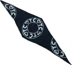 Black knit triangular scarf with gothic circular letter pattern for women autumn winter warm