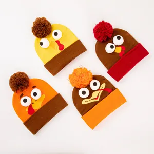 Gorro de Punto Cálido y Novedoso de Pavo de Acción de Gracias Lindo Divertido Animal Invierno A Prueba de Viento Fiesta para Adultos