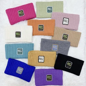 Women's Knitted Headband Winter Warm Elastic Hair Band Letter Embroidered Patch Daily Face Washing Hair Accessories