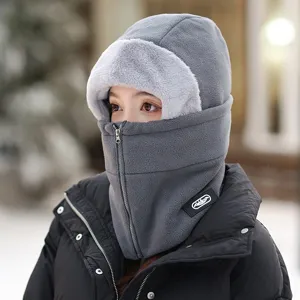 Berretto antivento per ciclismo invernale calda maschera in pile protezione orecchie grigio