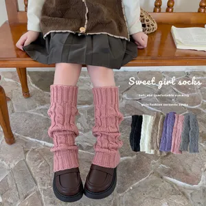 Children Winter Thickened Warm Slouch Socks Solid Color Knitted Calf Sleeves Girls Casual Daily Fashion Leg Warmers