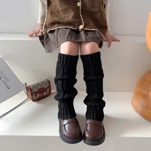 Children winter knit leg warmers thick solid color girls warm stacked socks fashion apparel